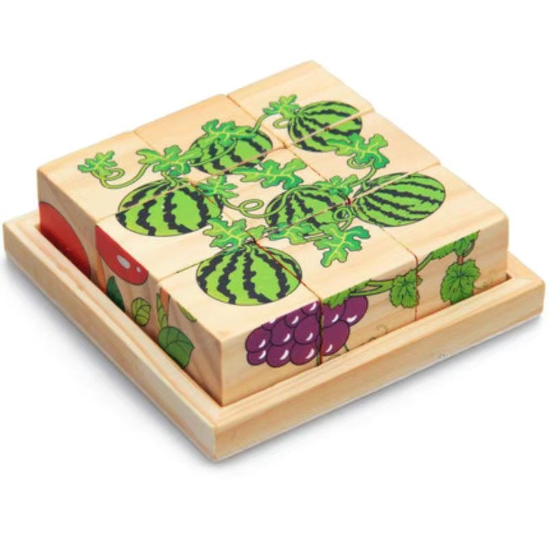 Six-Sided Painting 3D Three-Dimensional Building Blocks Puzzle Children 3 Years Old 6 Beneficial Intelligence Enlightenment Early Education Hexahedron 16 Pieces Assembled To Play - Image 1